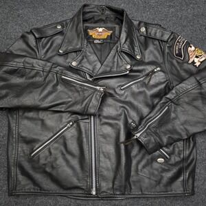 Harley Davidson Mens XXL Black Perfecto Genuine Leather Jacket